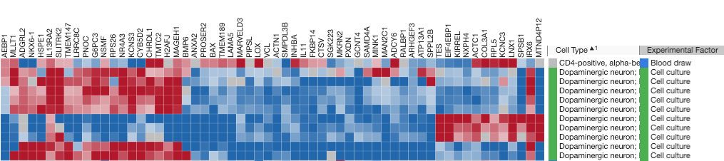 Heat map of top differentially-expressed genes across Parkinson's disease studies